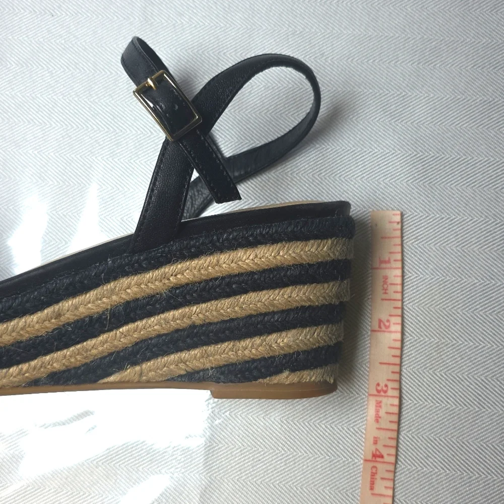 🌸Kate Spade Black and‎ Tan Espadrille Wedges 6.5